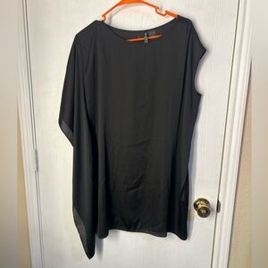 Black sheer blouse with a slight asymmetrical hem #blouses size medium